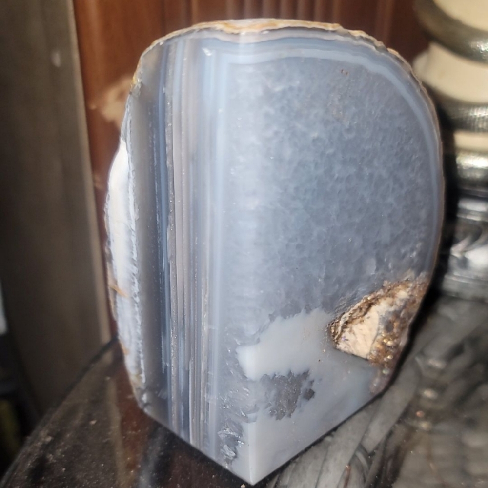 Chic Gray and Tan Geode Bookend
